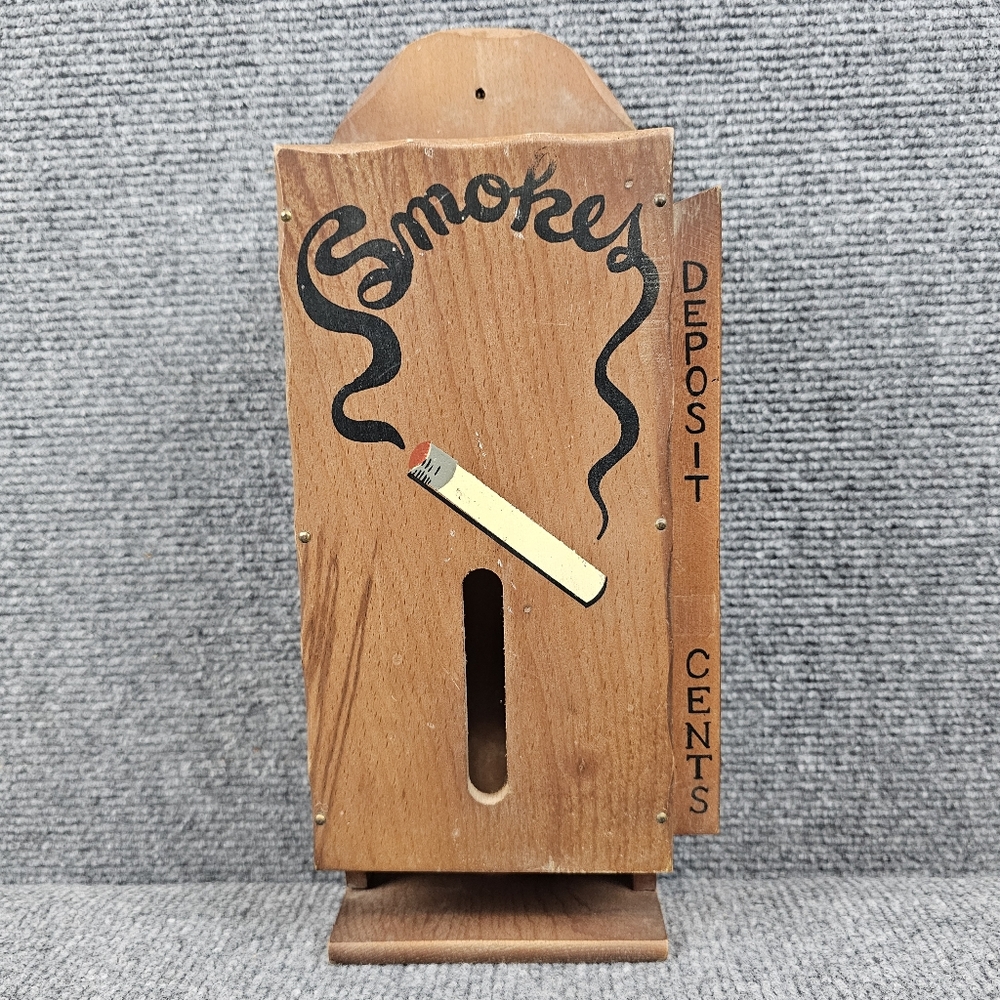VTG 50s Hanging Wood CIGARETTE Dispenser Retail Store Wall Fixture Coin Slot WOW - Picture 1 of 16